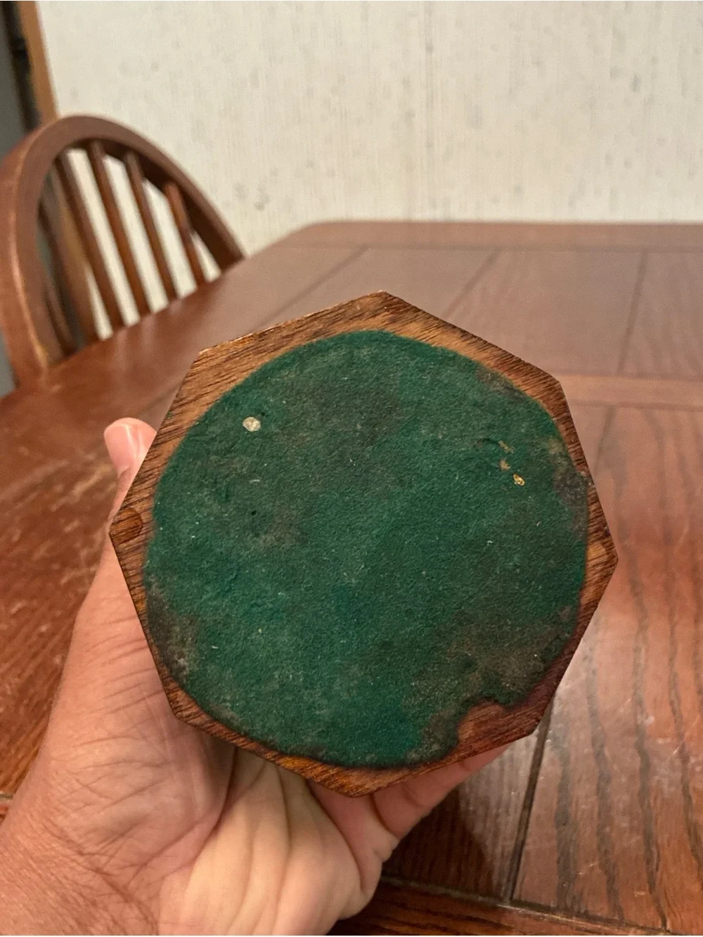 Vintage Textured Stained Glass Candle Holder Copper Solder Joints Wood Base